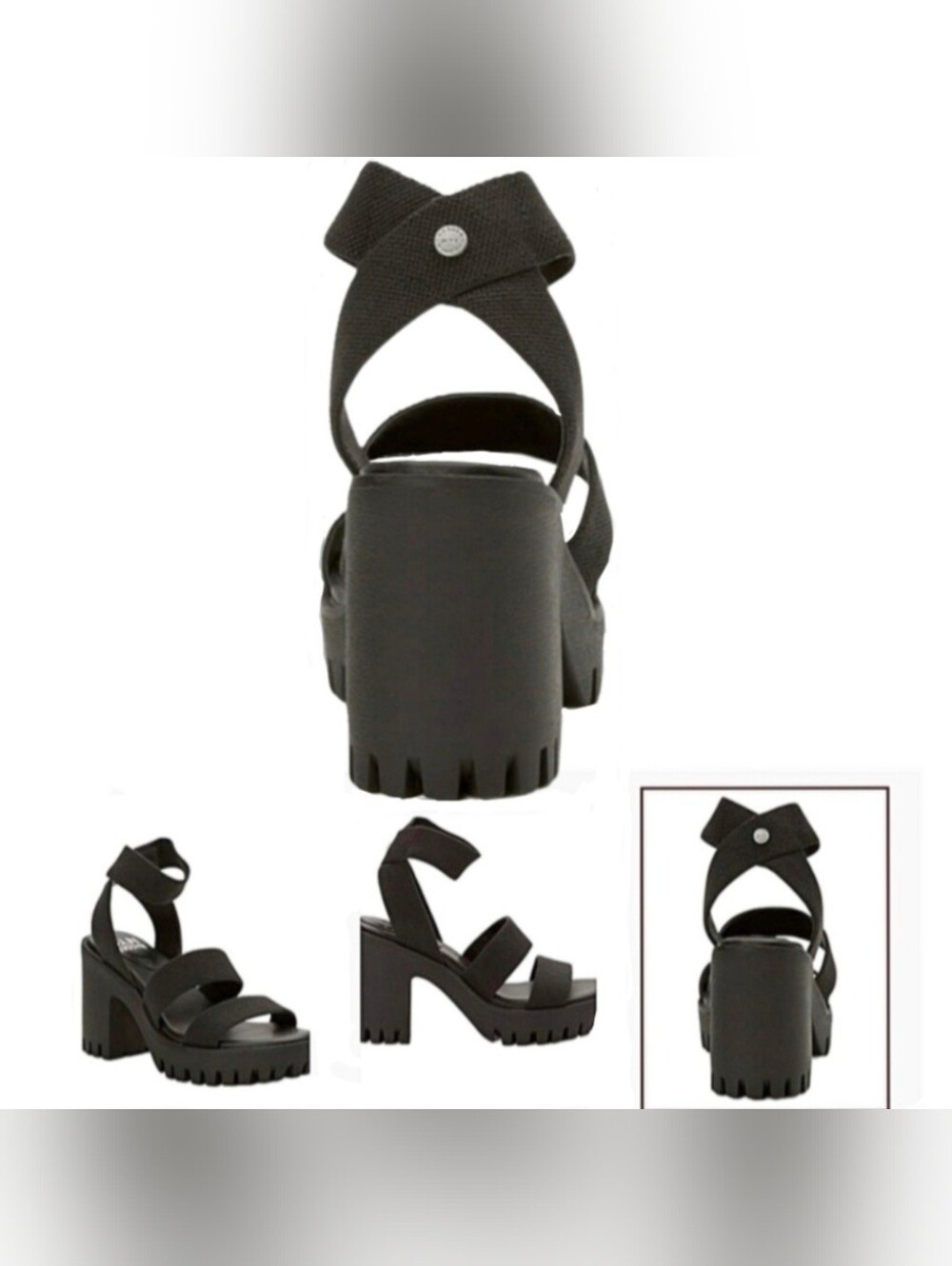 Madden NYC Y2K Inspired Blk 4" Lugged Heel Webbed Pl atform Sandals Sz 10 BNIB - Picture 12 of 17